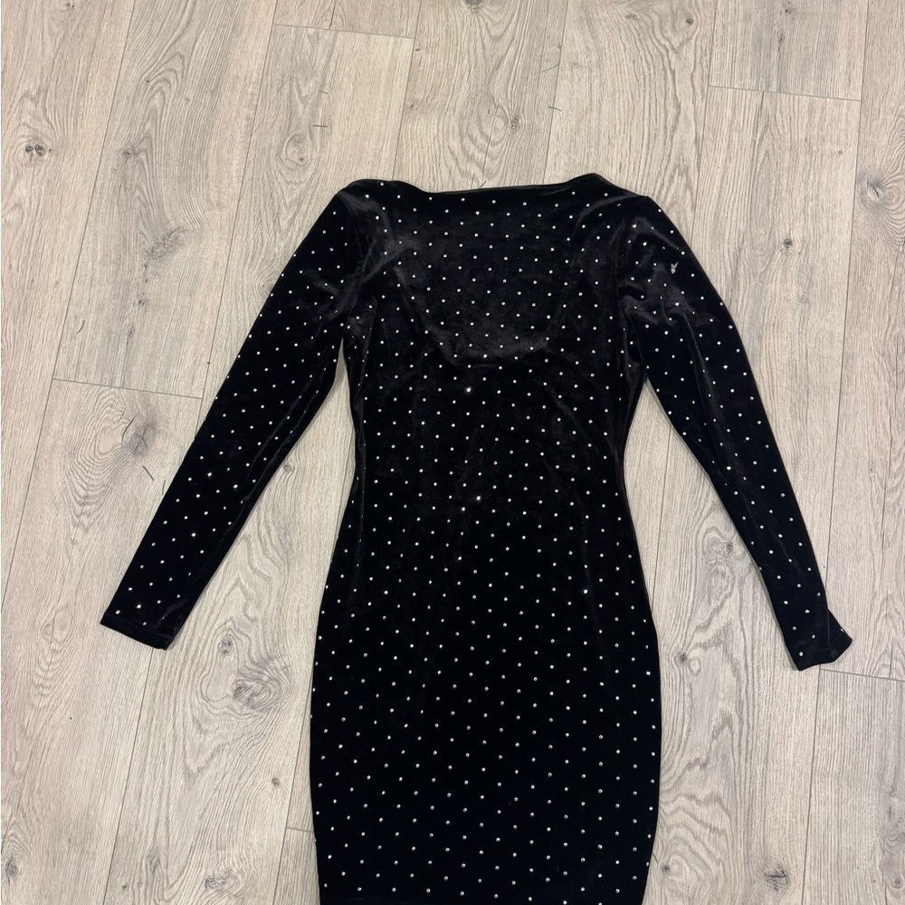 H&M Black Velvet Dress with Silver Dots